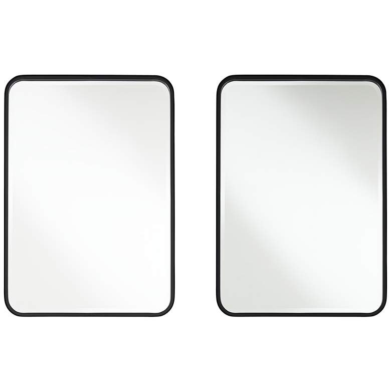 Image 2 Clara Black 24" x 34" Rounded Edge Rectangular Mirrors Set of 2