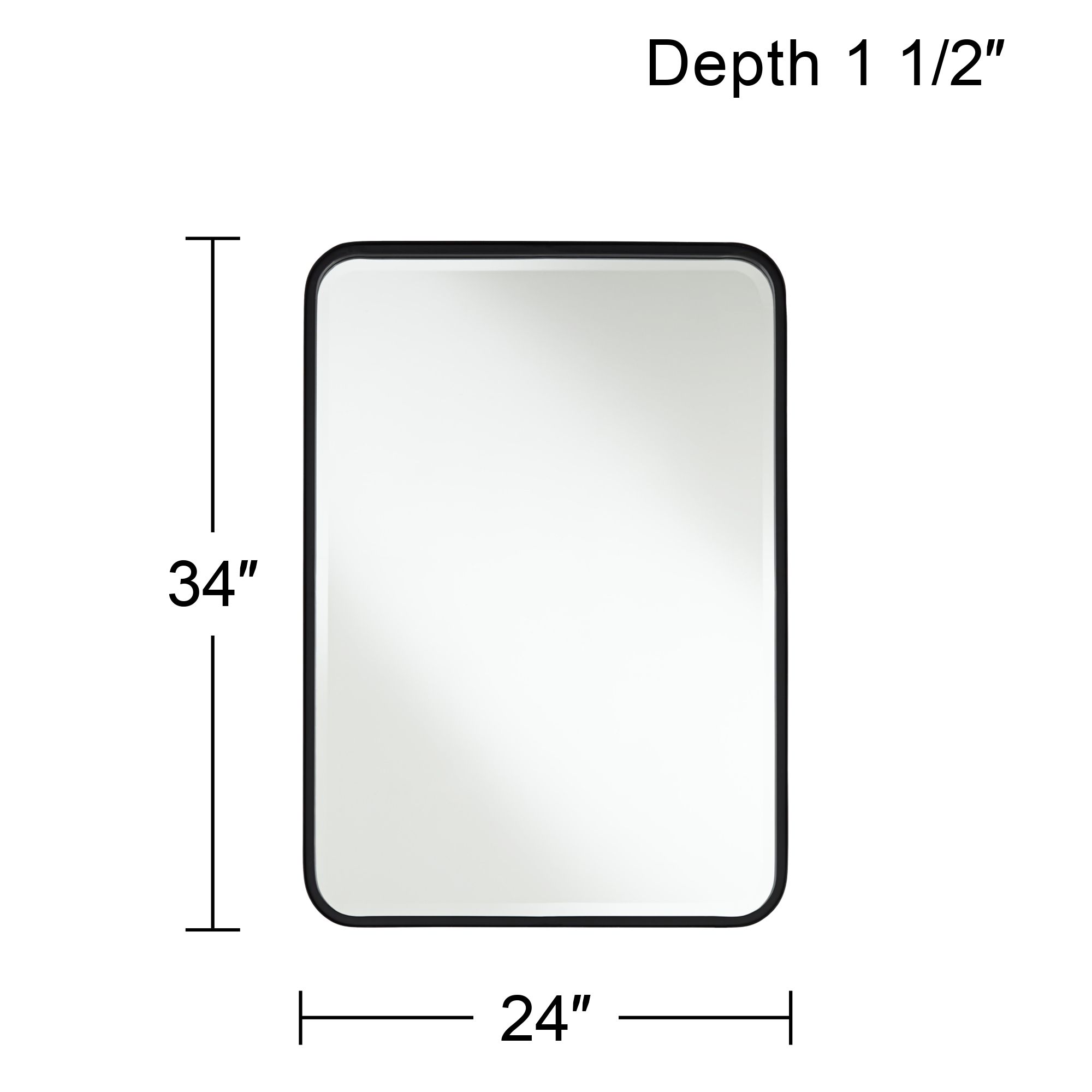 Clara Black 24" x 34" Rounded Edge Rectangular Mirrors Set of 2 in scene