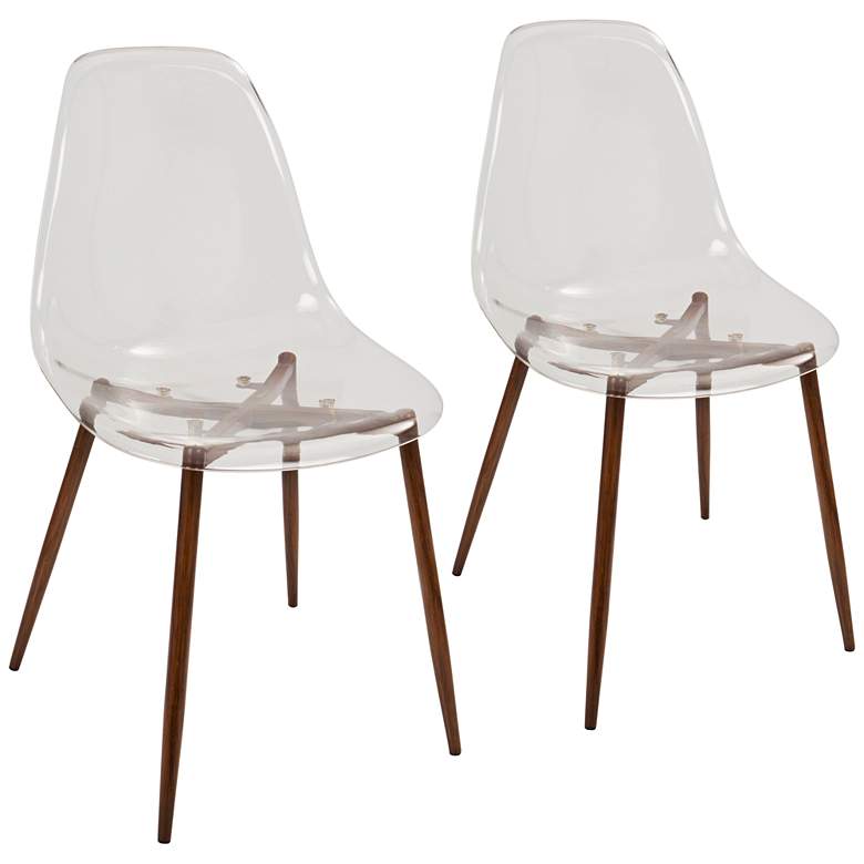 Image 1 Clara Clear and Walnut Dining Chair Set of 2