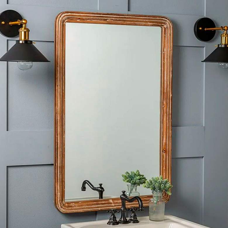Image 1 Clara Natural Brown 24" x 36 1/4" Rectangular Wall Mirror