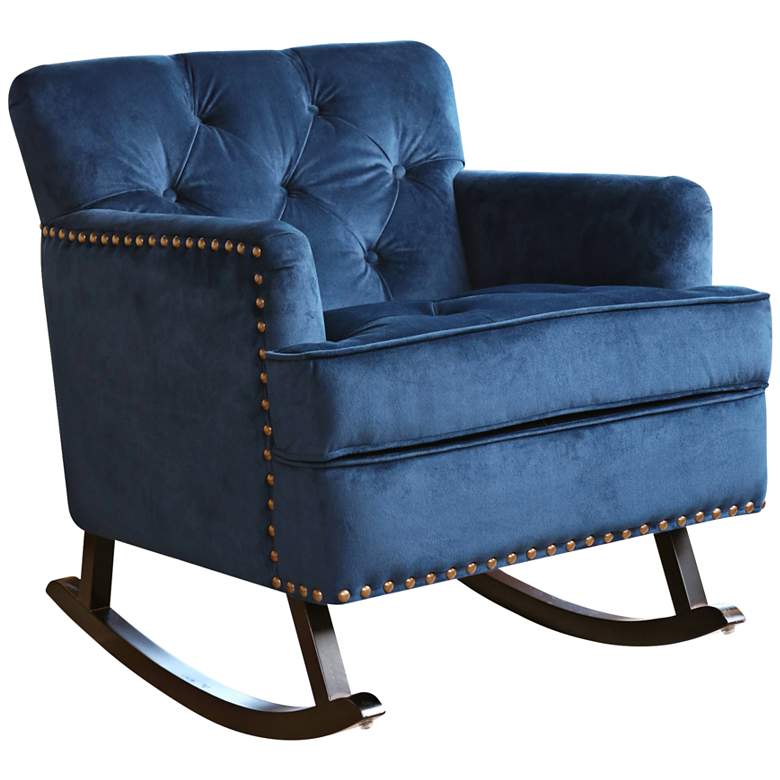 Image 1 Clara Navy Blue Velvet Tufted Rocker Chair