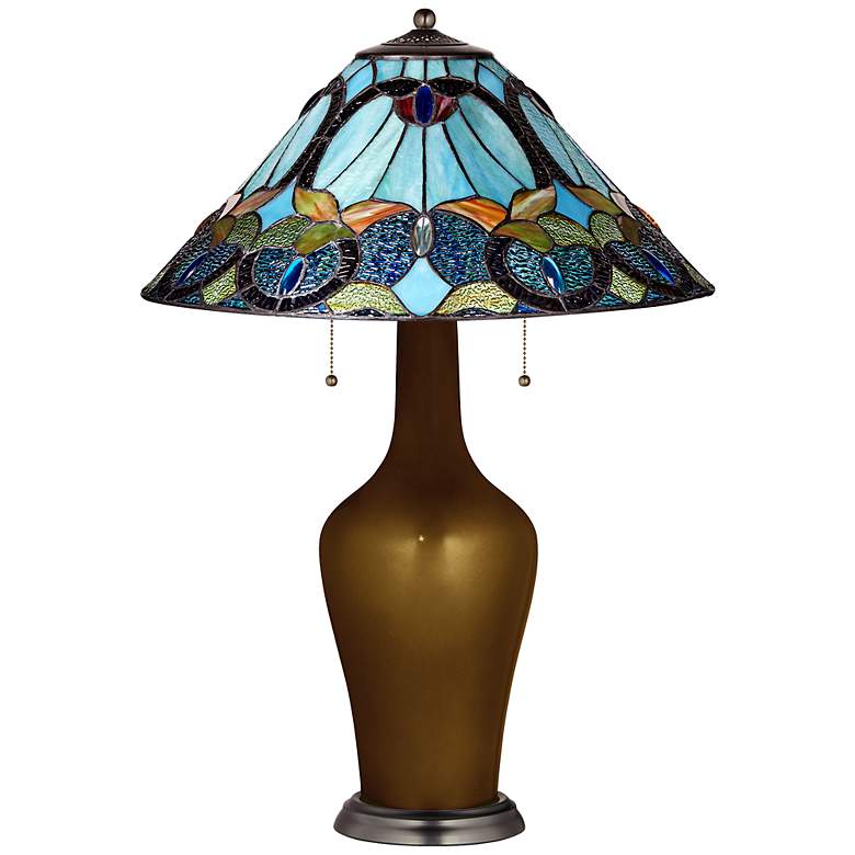Image 1 Clara Table Lamp in Bronze Metallic with Harvest Shade