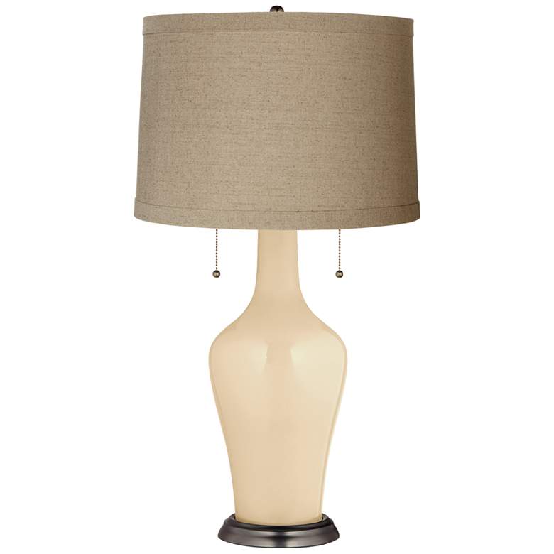Image 1 Clara Table Lamp in Colonial Tan with Linen Drum Shade