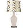 Clara Table Lamp in Pediment with Gold Gray Weave Shade
