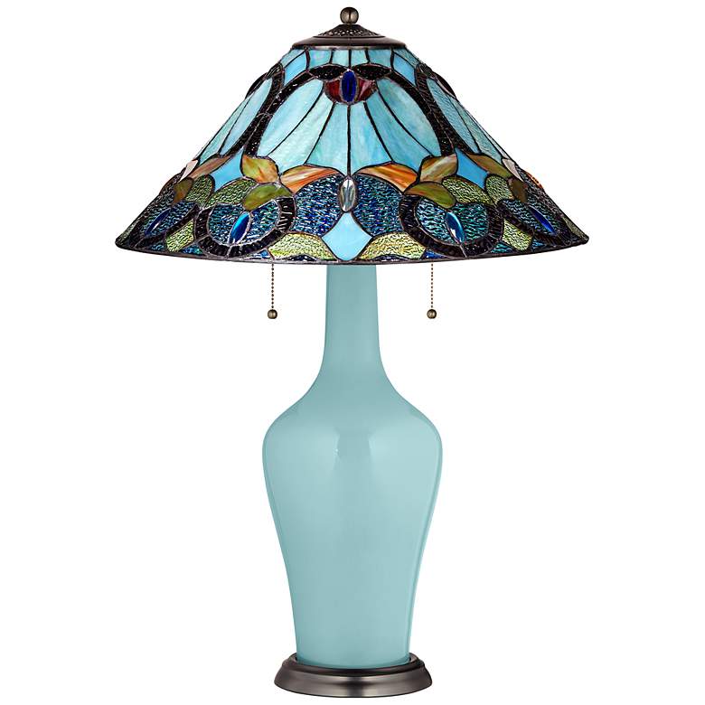Image 1 Clara Table Lamp in Raindrop with Harvest Shade