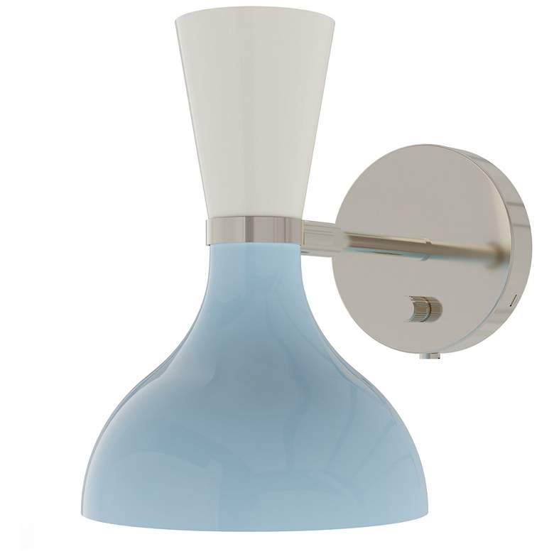Image 1 Clare 10.13"H Brass Adjustable Armed Wall Sconce w/ Baby Blue/Lily Shade