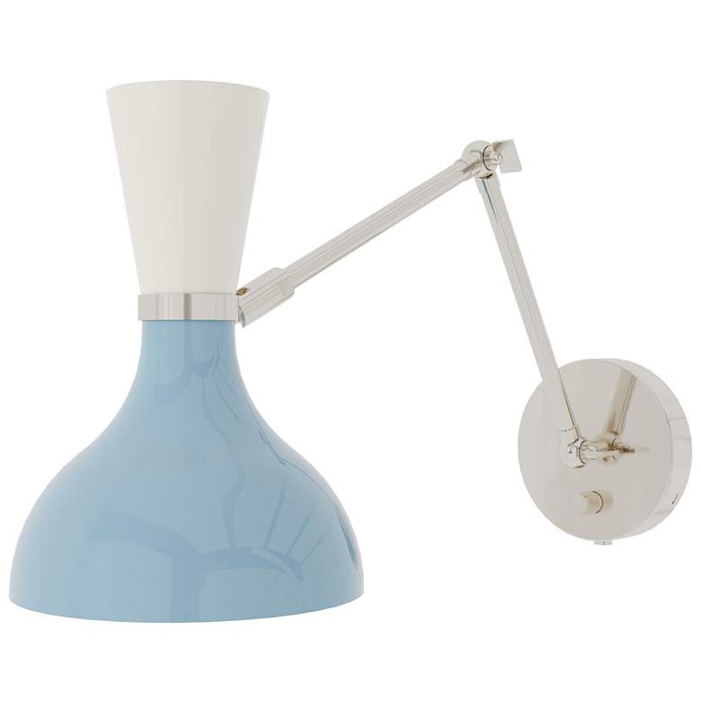 Image 1 Clare 10.13"H Brass Adjustable Armed Wall Sconce w/ Midnight Blue Shade