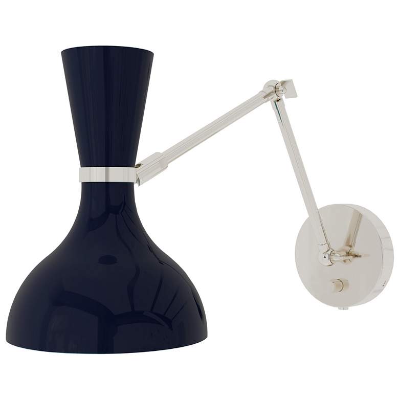 Image 1 Clare 10.13"H Brass Adjustable Armed Wall Sconce w/ Obsidian/Bone Shade