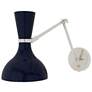 1_Clare 10.13"H Brass Adjustable Armed Wall Sconce w/ Obsidian/Bone Shade