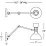 2_Clare 10.13"H Brass Adjustable Armed Wall Sconce w/ Obsidian/Bone Shade more views