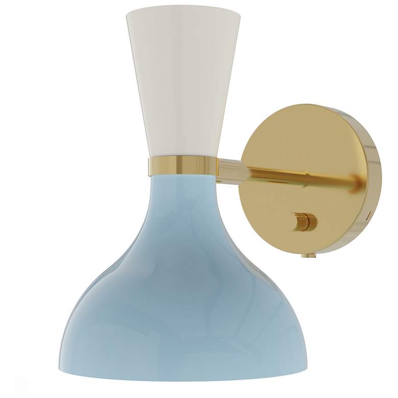 Image 1 Clare 10.13"H Modern Brass Adjustable Armed Wall Sconce w/ Baby Blue Shade
