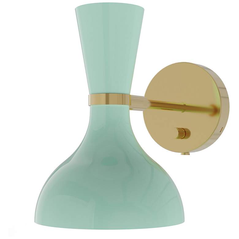 Image 1 Clare 10.13"H Modern Brass Adjustable Armed Wall Sconce w/ Oxblood Shade