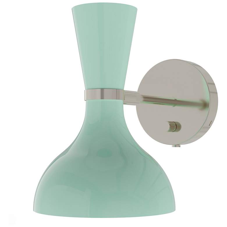 Image 1 Clare 10.13"H Modern Brass Adjustable Armed Wall Sconce w/ Peacock Shade