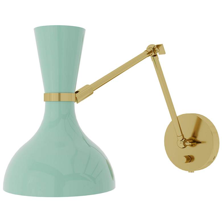 Image 1 Clare 10.13"H Modern Brass Adjustable Armed Wall Sconce w/ Pumpkin Shade