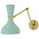 Clare 10.13"H Modern Brass Adjustable Armed Wall Sconce w/ Pumpkin Shade