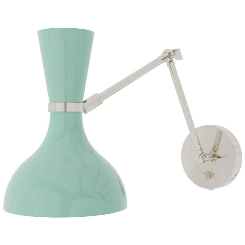 Image 1 Clare 10.13"H Modern Brass Adjustable Armed Wall Sconce w/ Rose Water Shade
