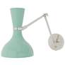 1_Clare 10.13"H Modern Brass Adjustable Armed Wall Sconce w/ Rose Water Shade