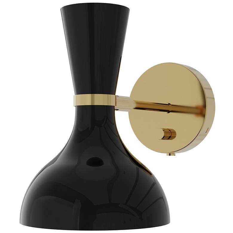 Image 1 Clare 10.13"H Modern Brass Adjustable Armed Wall Sconce w/ Ruby Red Shade