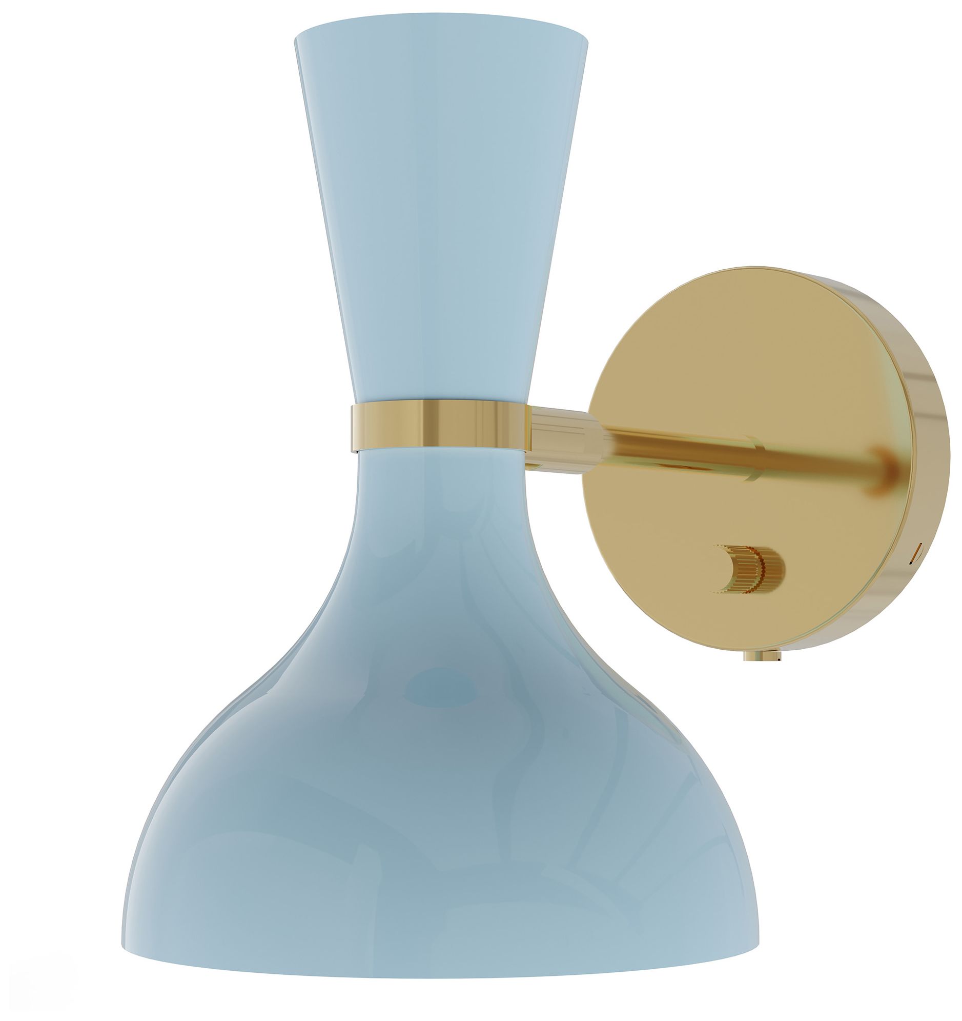 Clare 10.13"H Modern Brass Finish Wall Sconce with Baby Blue Made to Order