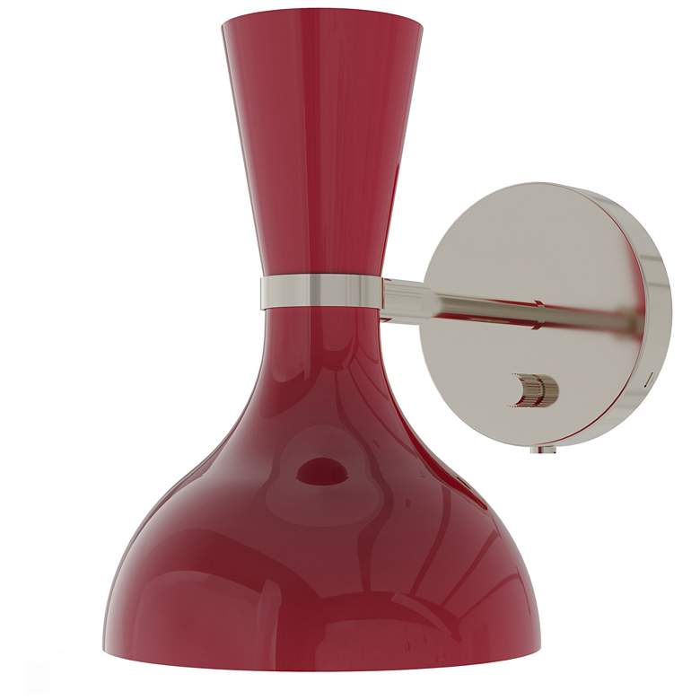 Image 1 Clare 10.13"H Nickel Adjustable Armed Wall Sconce w/ Baby Blue Shade