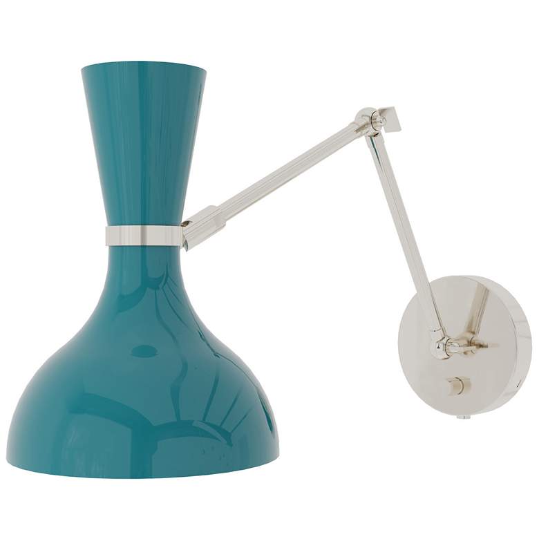 Image 1 Clare 10.13"H Nickel Adjustable Armed Wall Sconce w/ Mint/Lily Shade