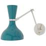 1_Clare 10.13"H Nickel Adjustable Armed Wall Sconce w/ Mint/Lily Shade