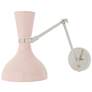 1_Clare 10.13"H Nickel Adjustable Armed Wall Sconce w/ Ruby Red Shade