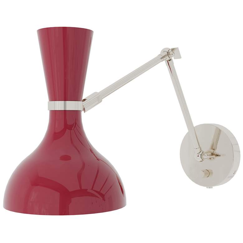 Image 1 Clare 10.13"H Polished Nickel Adjustable Armed Wall Sconce w/ Lily Shade