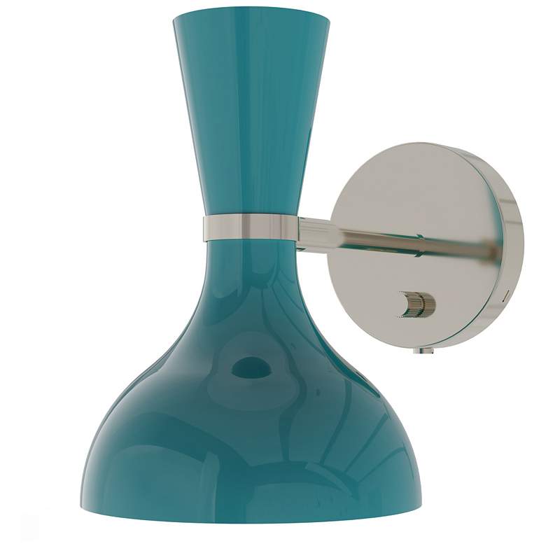 Image 1 Clare 10.13"H Polished Nickel Adjustable Armed Wall Sconce w/ Mint Shade