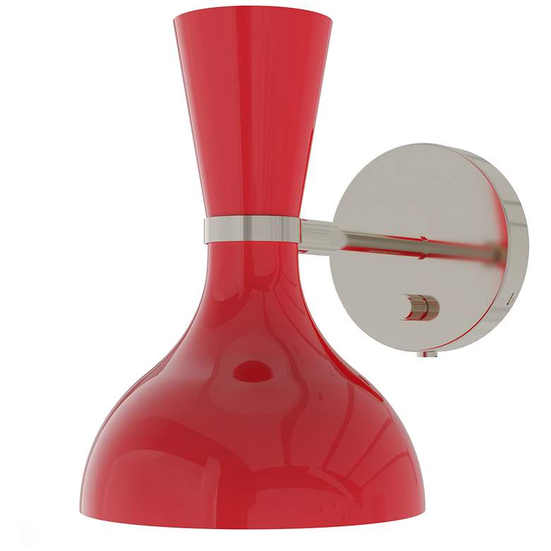 Image 1 Clare 10.13"H Polished Nickel Adjustable Armed Wall Sconce w/ Peacock Shade