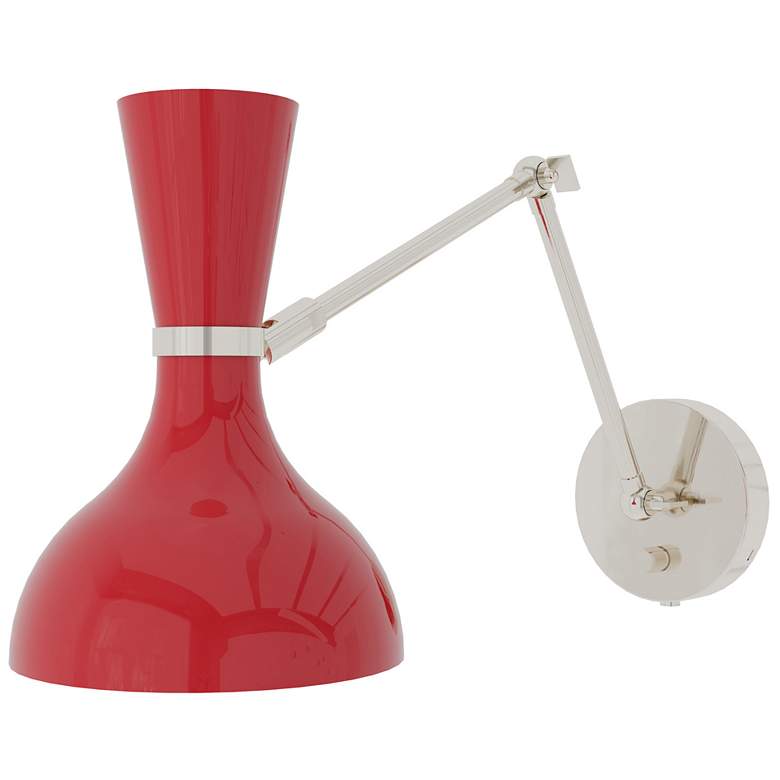 Image 1 Clare 10.13"H Polished Nickel Adjustable Armed Wall Sconce w/ Pumpkin Shade
