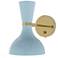 Clare 10.13" High Modern Brass Finish Wall Sconce with Baby Blue Shade