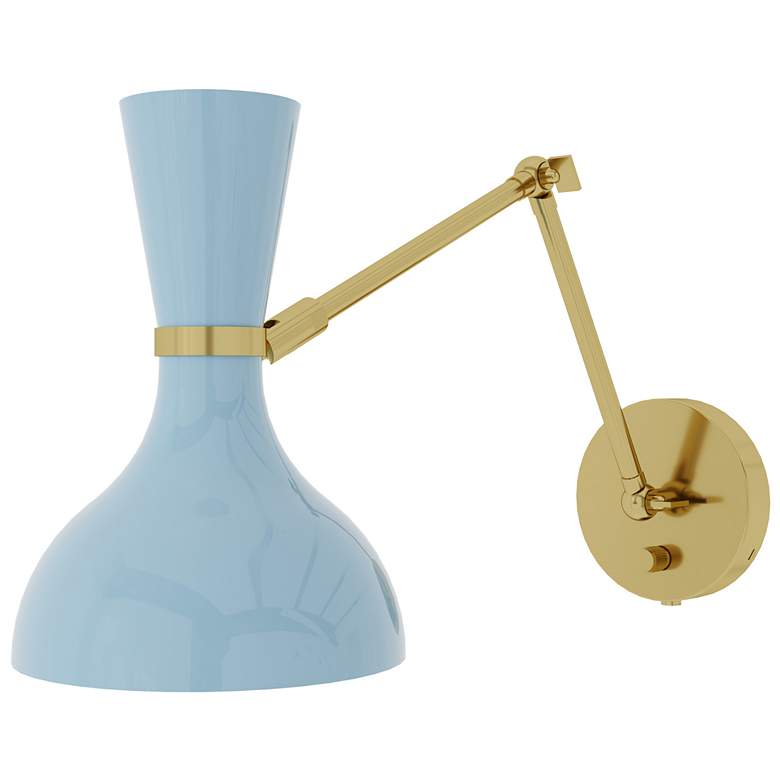 Image 1 Clare 10.13" High Modern Brass Finish Wall Sconce with Lily Shade