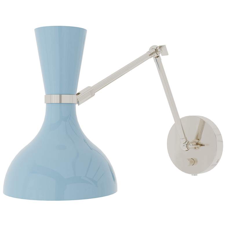 Image 1 Clare 10.13" High Modern Brass Finish Wall Sconce with Midnight Blue Shade