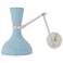 Clare 10.13" High Modern Brass Finish Wall Sconce with Midnight Blue Shade