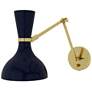 1_Clare 10.13" High Modern Brass Finish Wall Sconce with Obsidian/Bone Shade