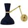 Clare 10.13" High Modern Brass Finish Wall Sconce with Obsidian/Bone Shade