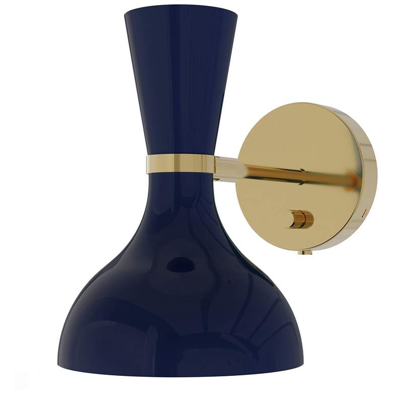 Image 1 Clare 10.13" High Modern Brass Finish Wall Sconce with Obsidian Shade
