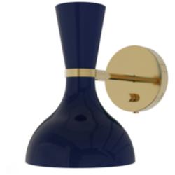 Clare 10.13" High Modern Brass Finish Wall Sconce with Obsidian Shade