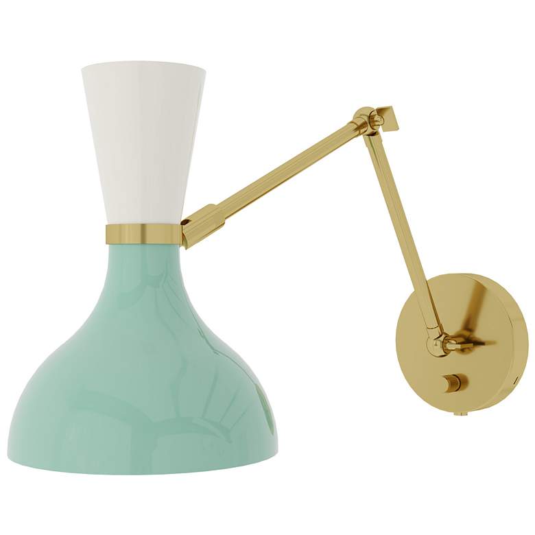 Image 1 Clare 10.13" High Modern Brass Finish Wall Sconce with Pumpkin Shade