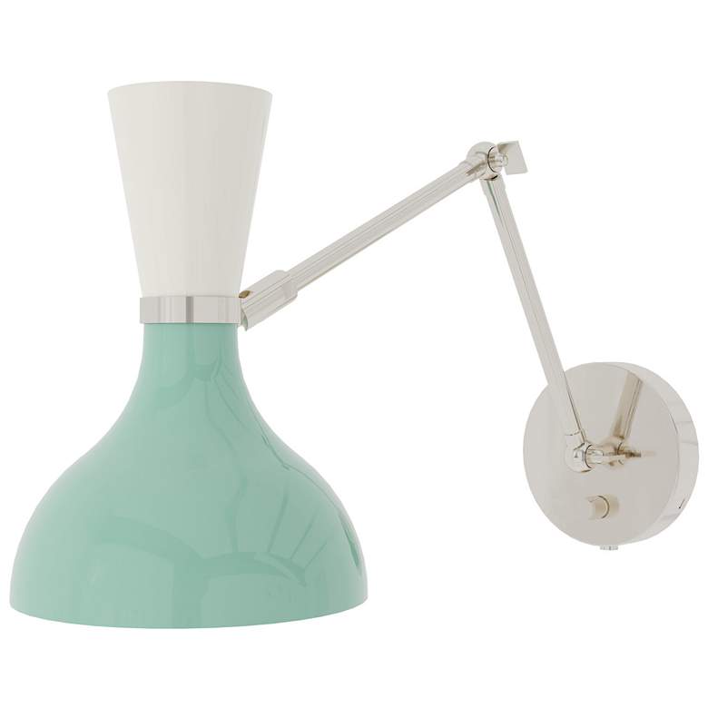 Image 1 Clare 10.13" High Modern Brass Finish Wall Sconce with Rose Water Shade