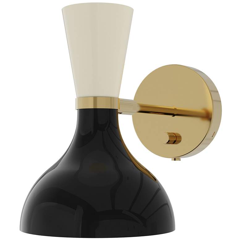 Image 1 Clare 10.13" High Modern Brass Finish Wall Sconce with Ruby Red Shade