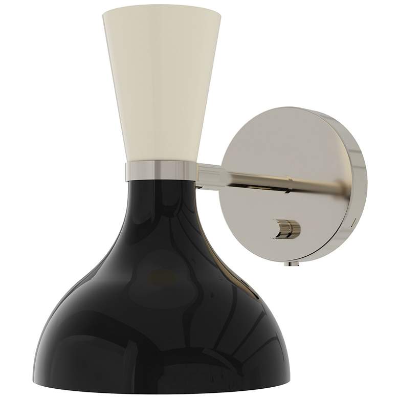Image 1 Clare 10.13" High Modern Brass Finish Wall Sconce with Sugar Plum Shade