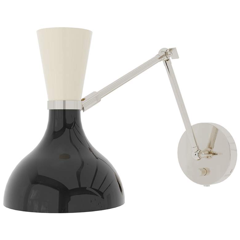 Image 1 Clare 10.13" High Modern Brass Wall Sconce with Sugar Plum/Rose Water Shade