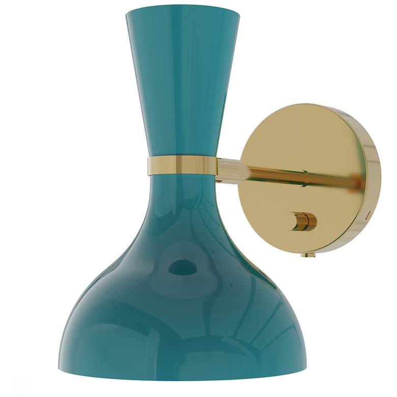 Image 1 Clare 10.13" High Polished Nickel Finish Wall Sconce with Mint Shade