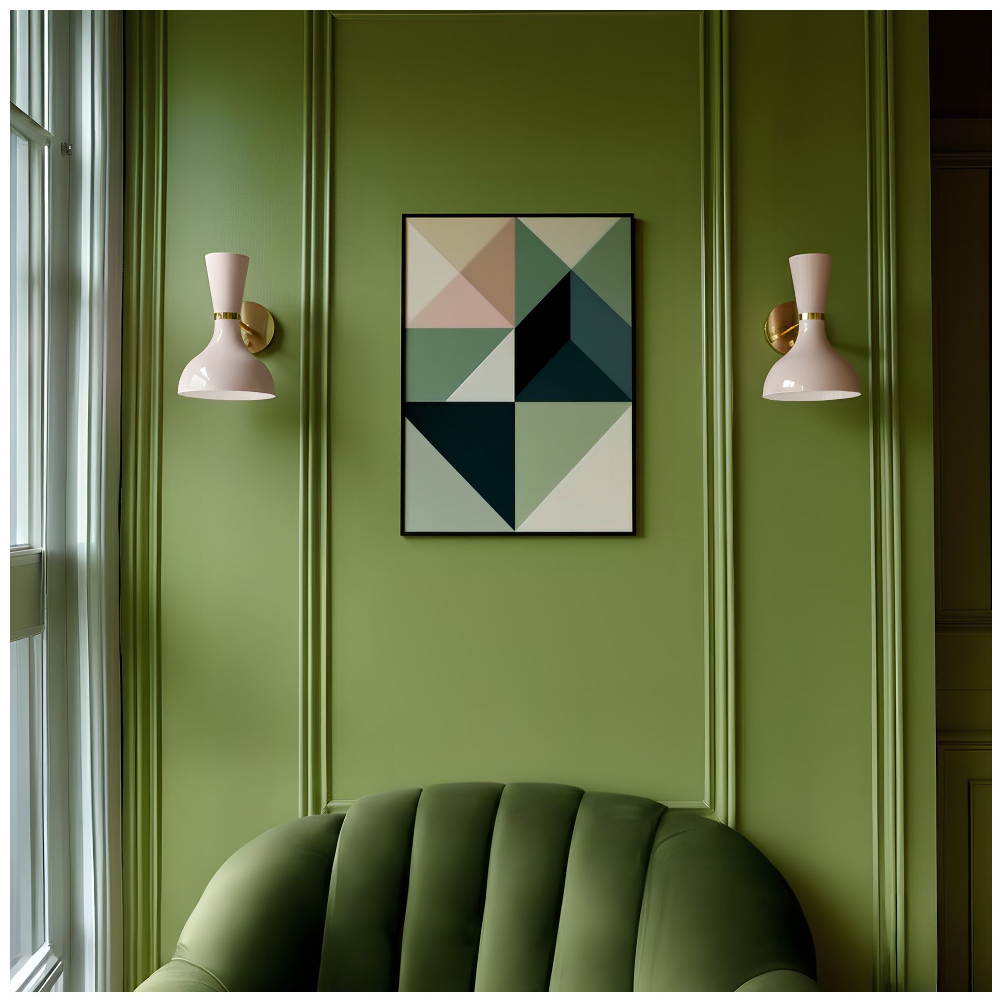 Image 2 Clare 10" High Modern Brass Wall Sconce - Rose Water Shade more views