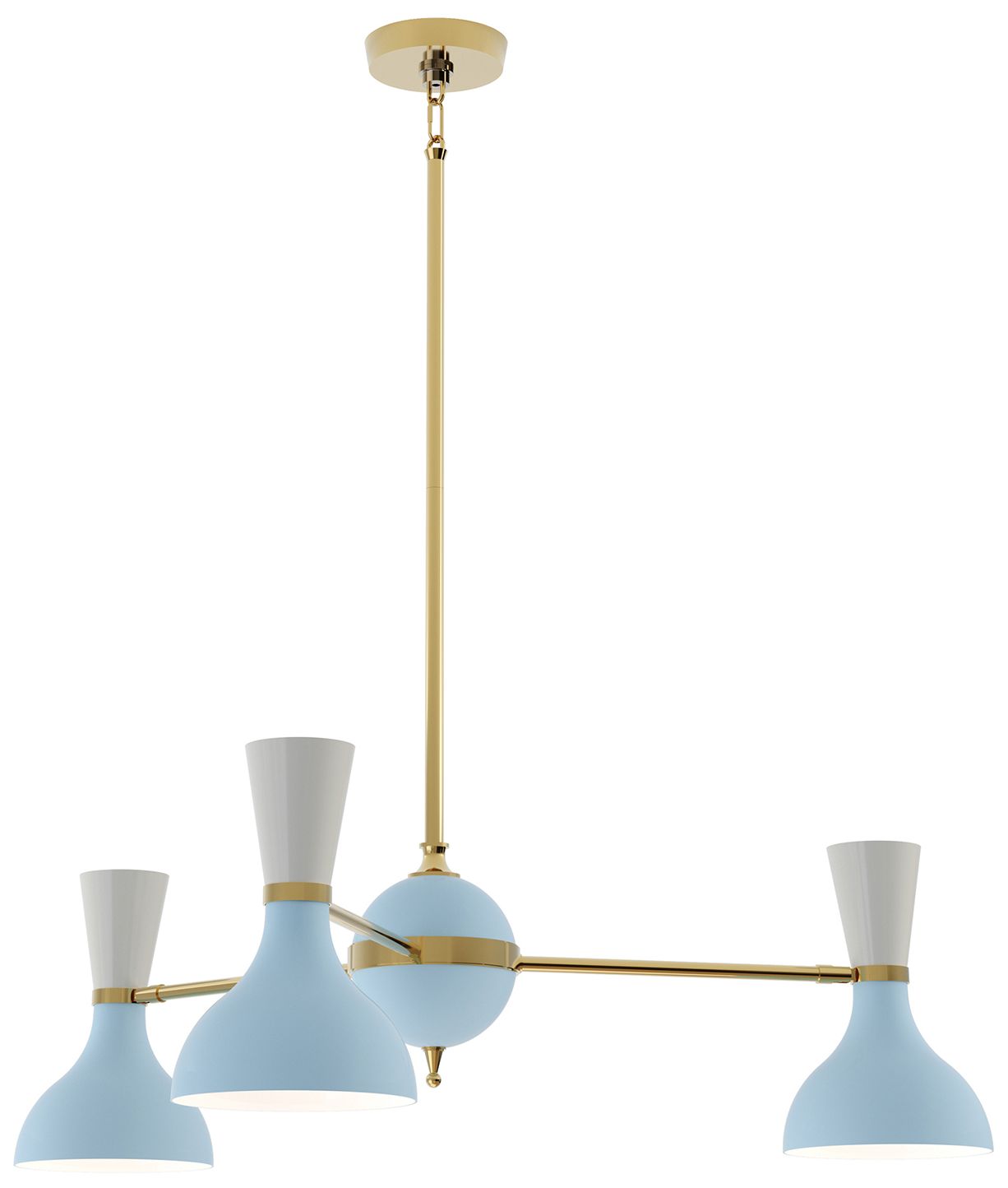 Clare 27.75" 3 Light Modern Brass Chandelier w/Baby Blue Lily Made to Order