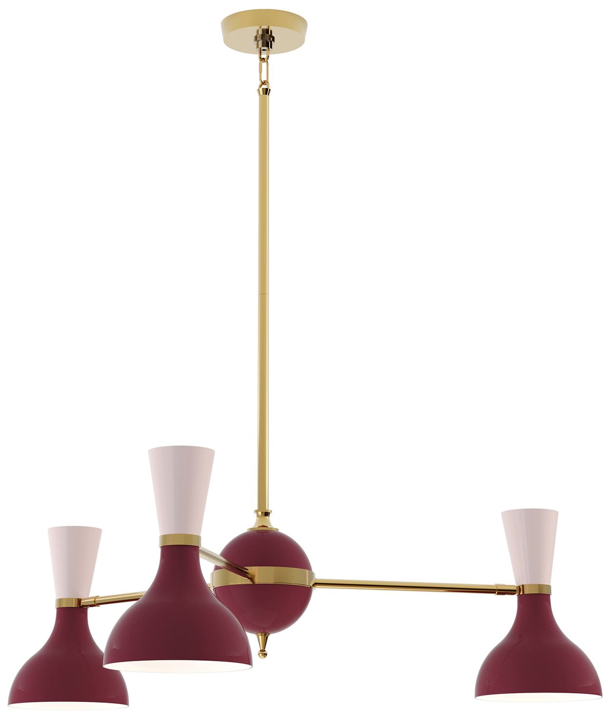 Clare 27.75"W 3 Light Modern Brass And Sugar Plum Chandelier Made to Order