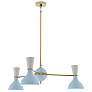 Clare 27.75"W 3 Light Modern Brass Chandelier w/ Baby Blue And Lily Shades