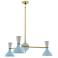 Clare 27.75"W 3 Light Modern Brass Chandelier w/ Baby Blue And Lily Shades